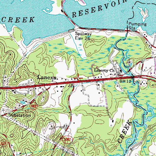 Topographic Map of Lanexa, VA