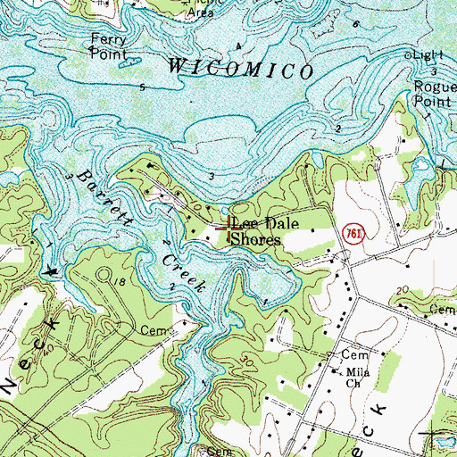 Topographic Map of Lee Dale Shores, VA