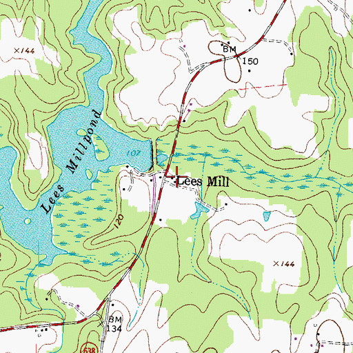 Topographic Map of Lees Mill, VA