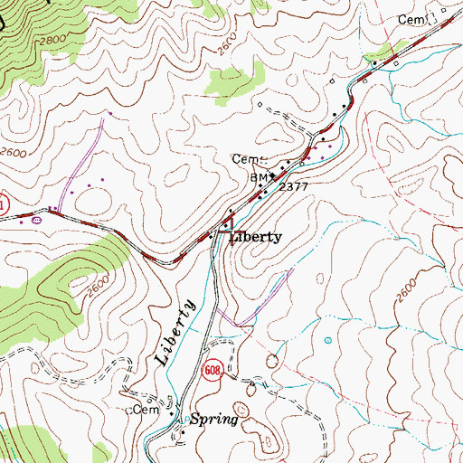 Topographic Map of Liberty, VA