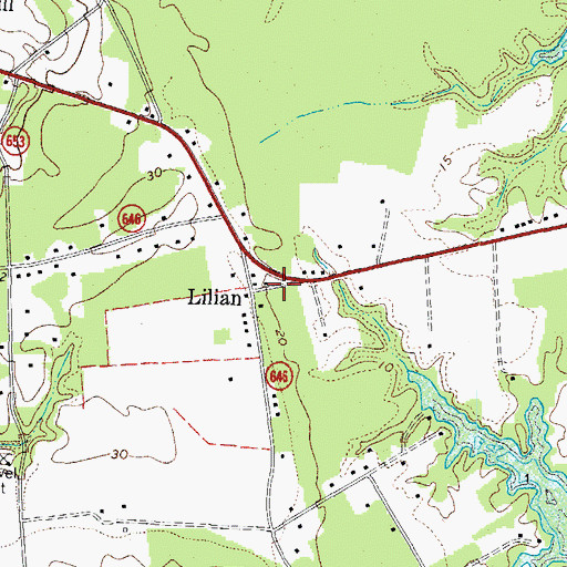 Topographic Map of Lilian, VA