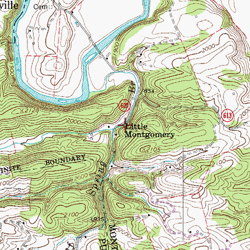 Topographic Map of Little Montgomery, VA