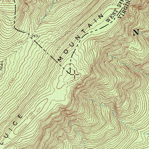 Topographic Map of Little Sluice Mountain, VA