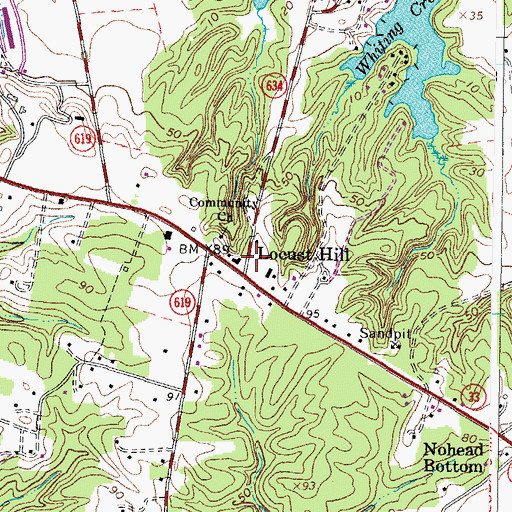 Topographic Map of Locust Hill, VA