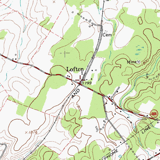 Topographic Map of Lofton, VA