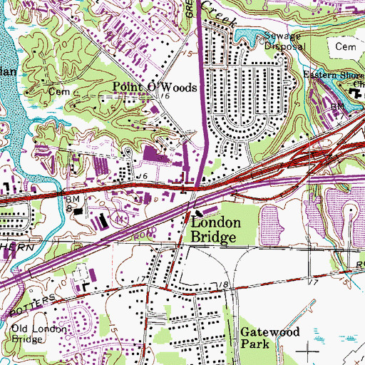 Topographic Map of London Bridge, VA