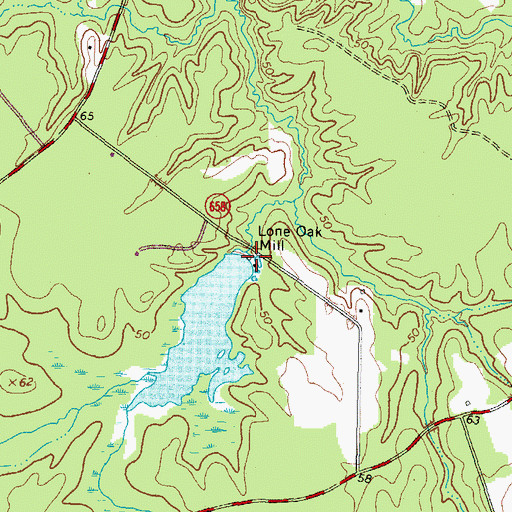 Topographic Map of Lone Oak Mill, VA