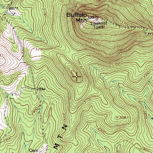 Topographic Map of Long Mountain, VA