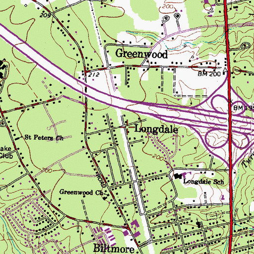 Topographic Map of Longdale, VA