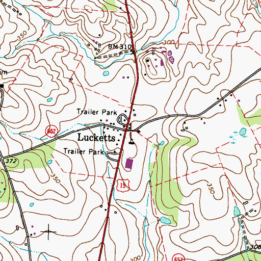 Topographic Map of Lucketts, VA
