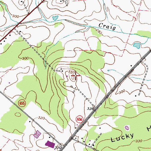 Topographic Map of Lucky Hill, VA