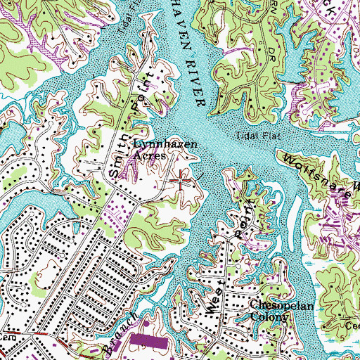 Topographic Map of Lynnhaven Acres, VA