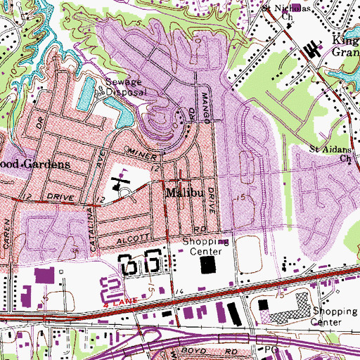 Topographic Map of Malibu, VA