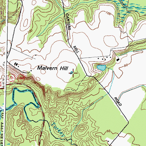 Topographic Map of Malvern Hill, VA