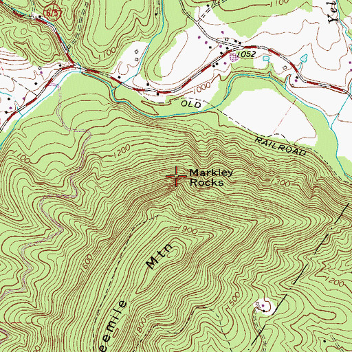Topographic Map of Markley Rocks, VA