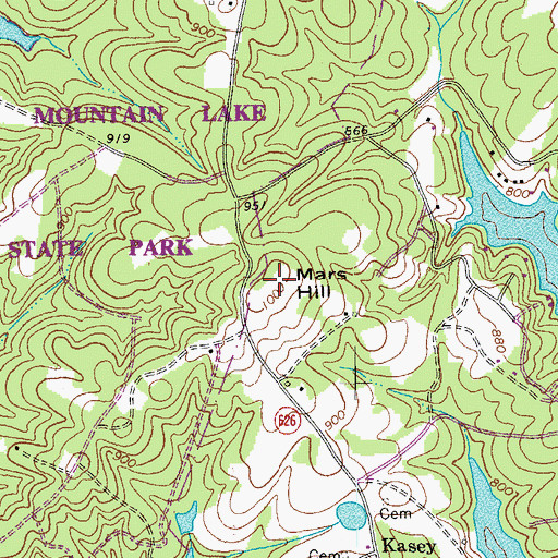 Topographic Map of Mars Hill, VA