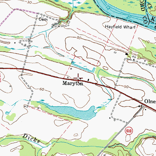 Topographic Map of Maryton, VA
