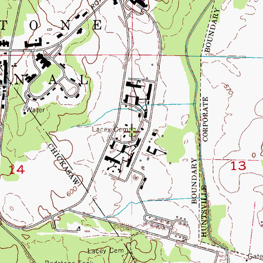 Topographic Map of Lacey Cemetery, AL