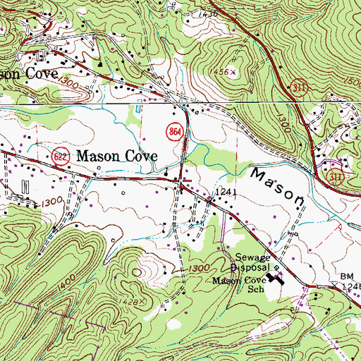 Topographic Map of Mason Cove, VA