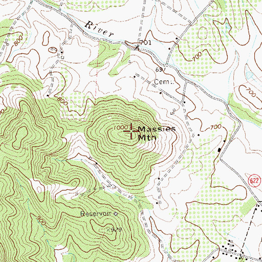 Topographic Map of Massies Mountain, VA