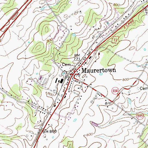 Topographic Map of Maurertown, VA