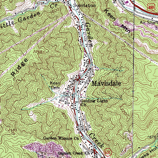 Topographic Map of Mavisdale, VA