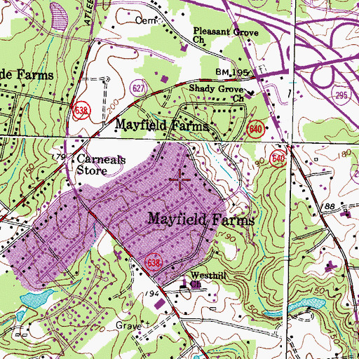 Topographic Map of Mayfield Farms, VA