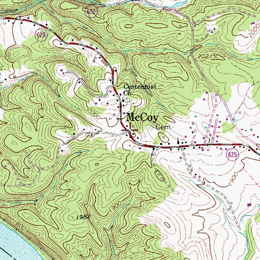 Topographic Map of McCoy, VA