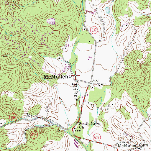 Topographic Map of McMullen, VA
