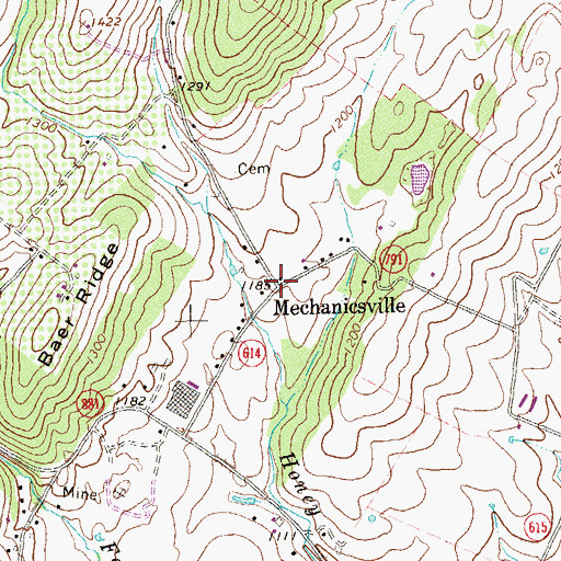 Topographic Map of Mechanicsville, VA