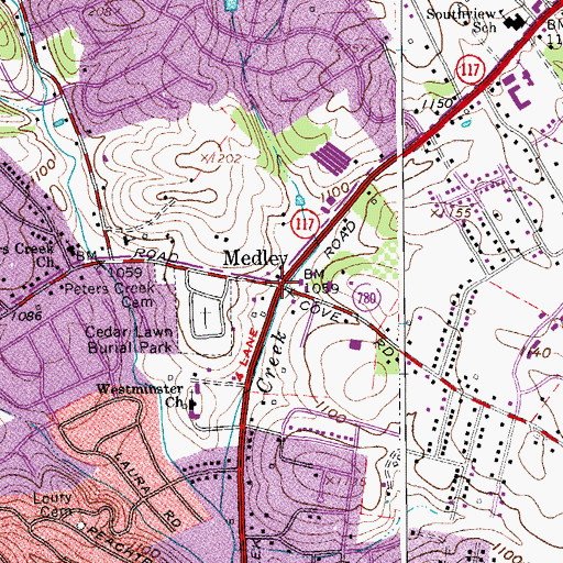 Topographic Map of Medley, VA