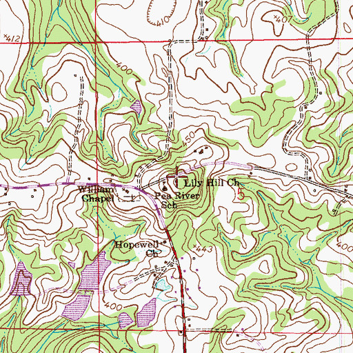Topographic Map of Lily Hill Baptist Church, AL