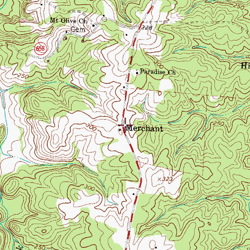 Topographic Map of Merchant, VA