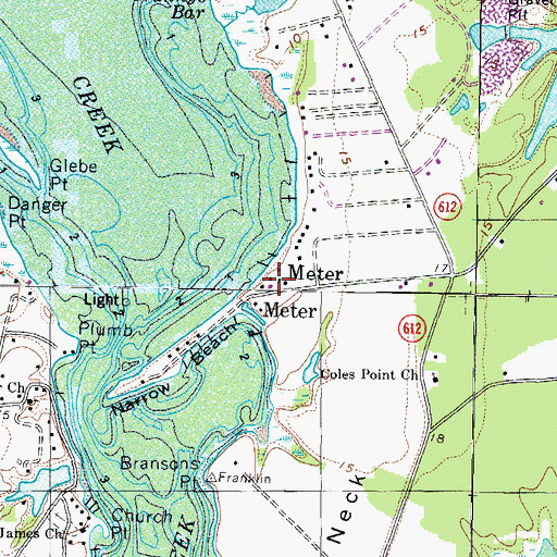 Topographic Map of Meter, VA