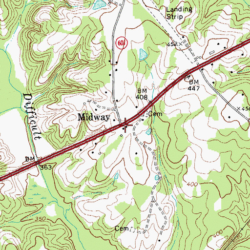 Topographic Map of Midway, VA