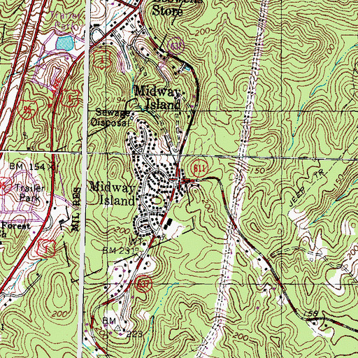 Topographic Map of Midway Island, VA