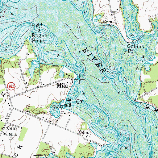 Topographic Map of Mila, VA