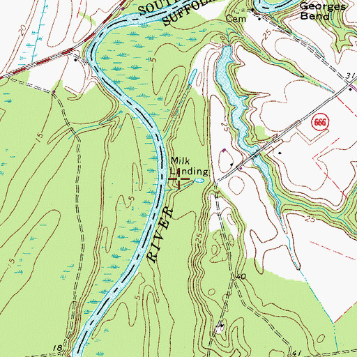 Topographic Map of Milk Landing, VA
