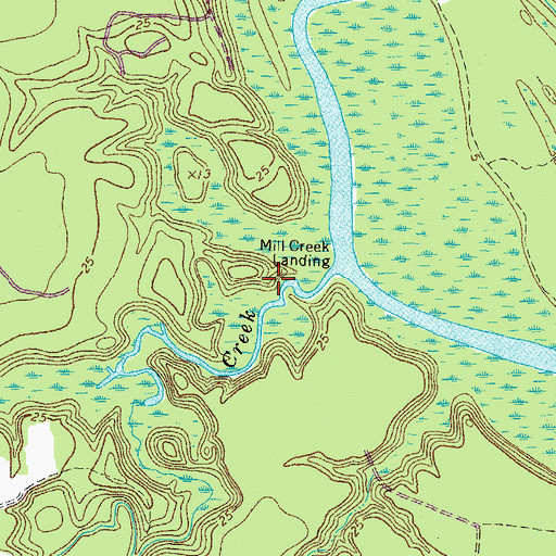Topographic Map of Mill Creek Landing, VA