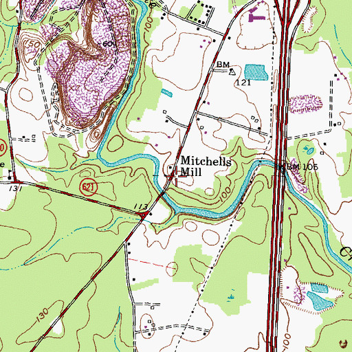 Topographic Map of Mitchells Mill, VA