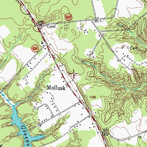 Topographic Map of Mollusk, VA