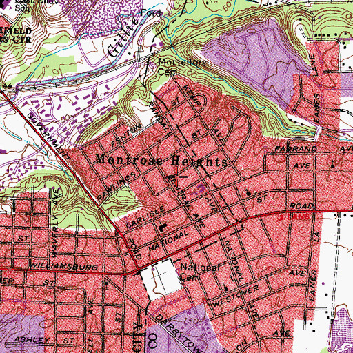 Topographic Map of Montrose Heights, VA
