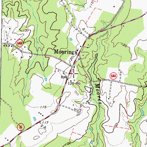 Topographic Map of Moorings, VA
