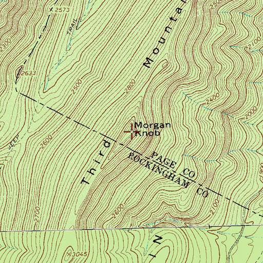 Topographic Map of Morgan Knob, VA