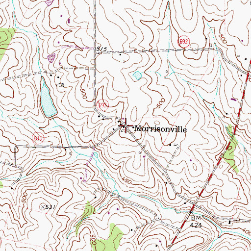 Topographic Map of Morrisonville, VA