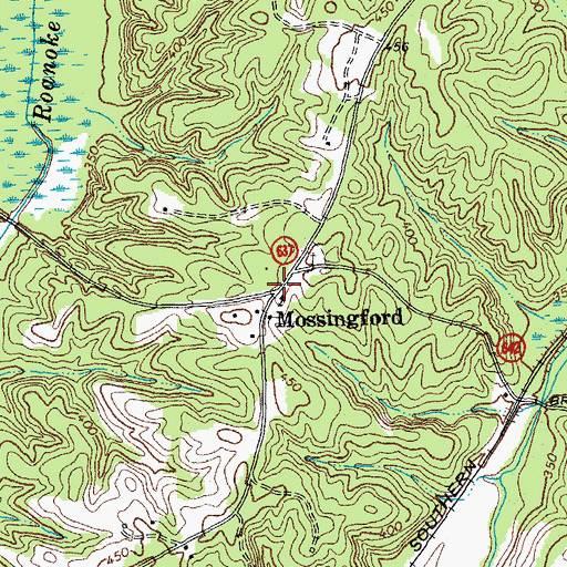 Topographic Map of Mossingford, VA