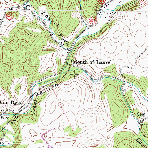 Topographic Map of Mouth of Laurel, VA