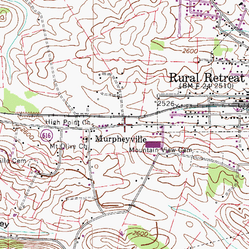 Topographic Map of Murpheyville, VA