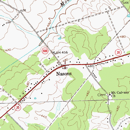 Topographic Map of Nasons, VA