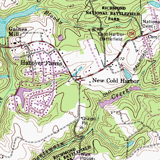 Topographic Map of New Cold Harbor, VA